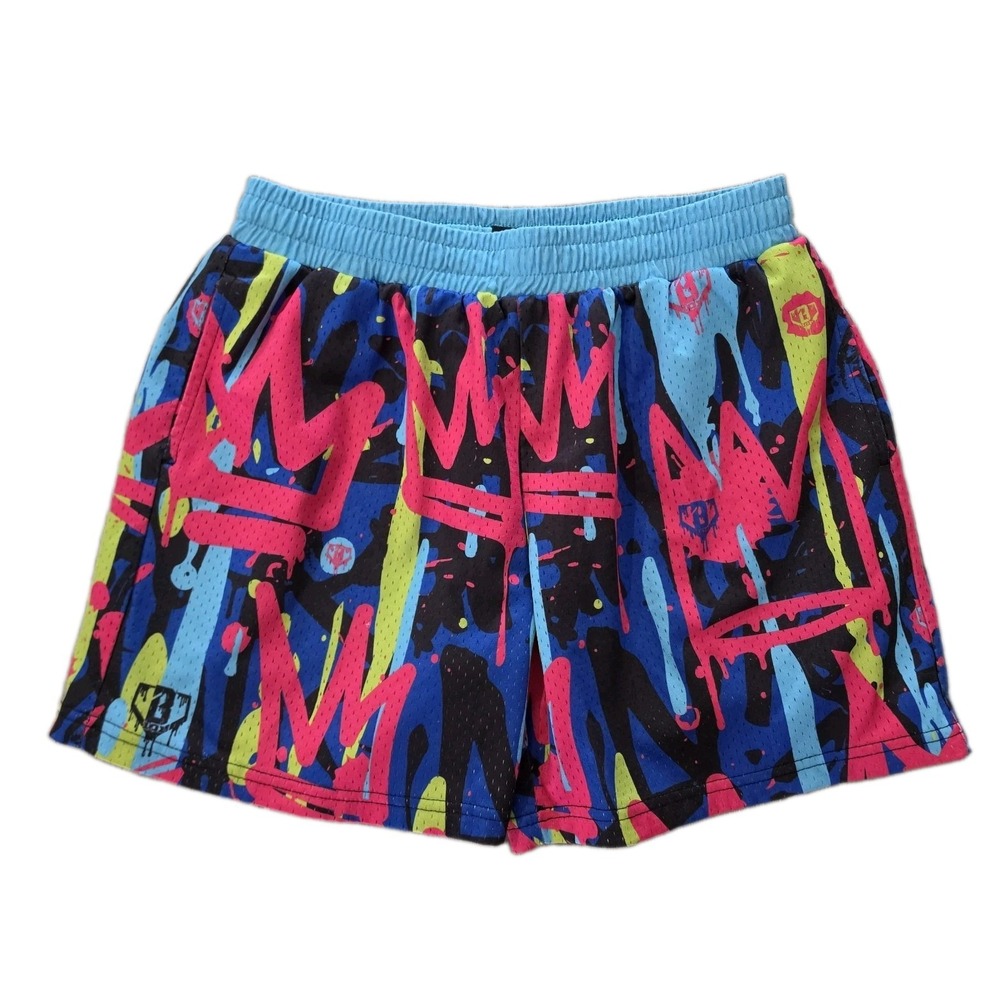 Baseball Lifestyle 101 Graffiti Crown Baseball Mesh Shorts Youth Large YL BL101